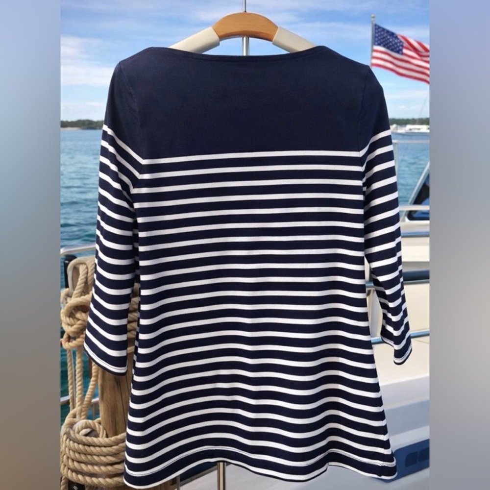 Navy and White Striped Top Size Medium - Picture 2 of 2